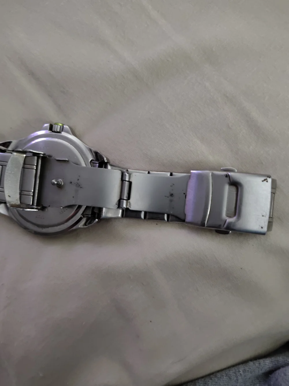Armitron Mens Silver Tone Bracelet Watch with Black Dial and Green Accent